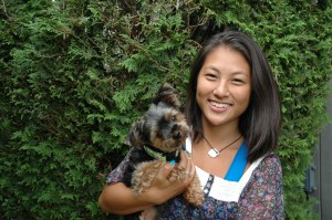 East meets West: Romeo, a Yorkshire Terrier with his owner Nicole  who was born in Korea.